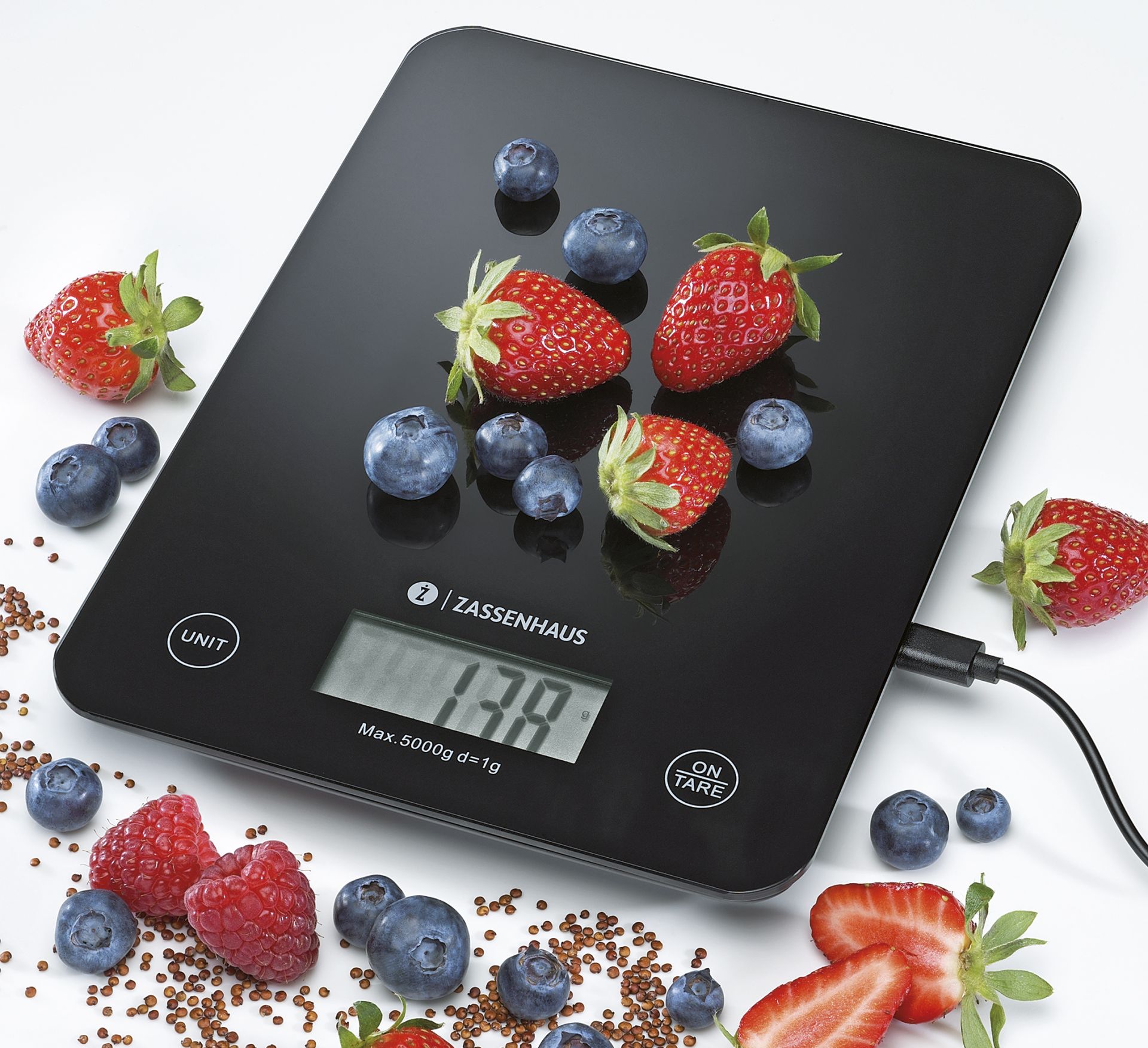 073553 BALANCE Černá digitální kuchyňská váha s USB do 5 kg Zassenhaus (3)